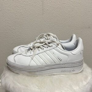 Adidas Gazelle Bold Triple White Platform Unisex Sneakers